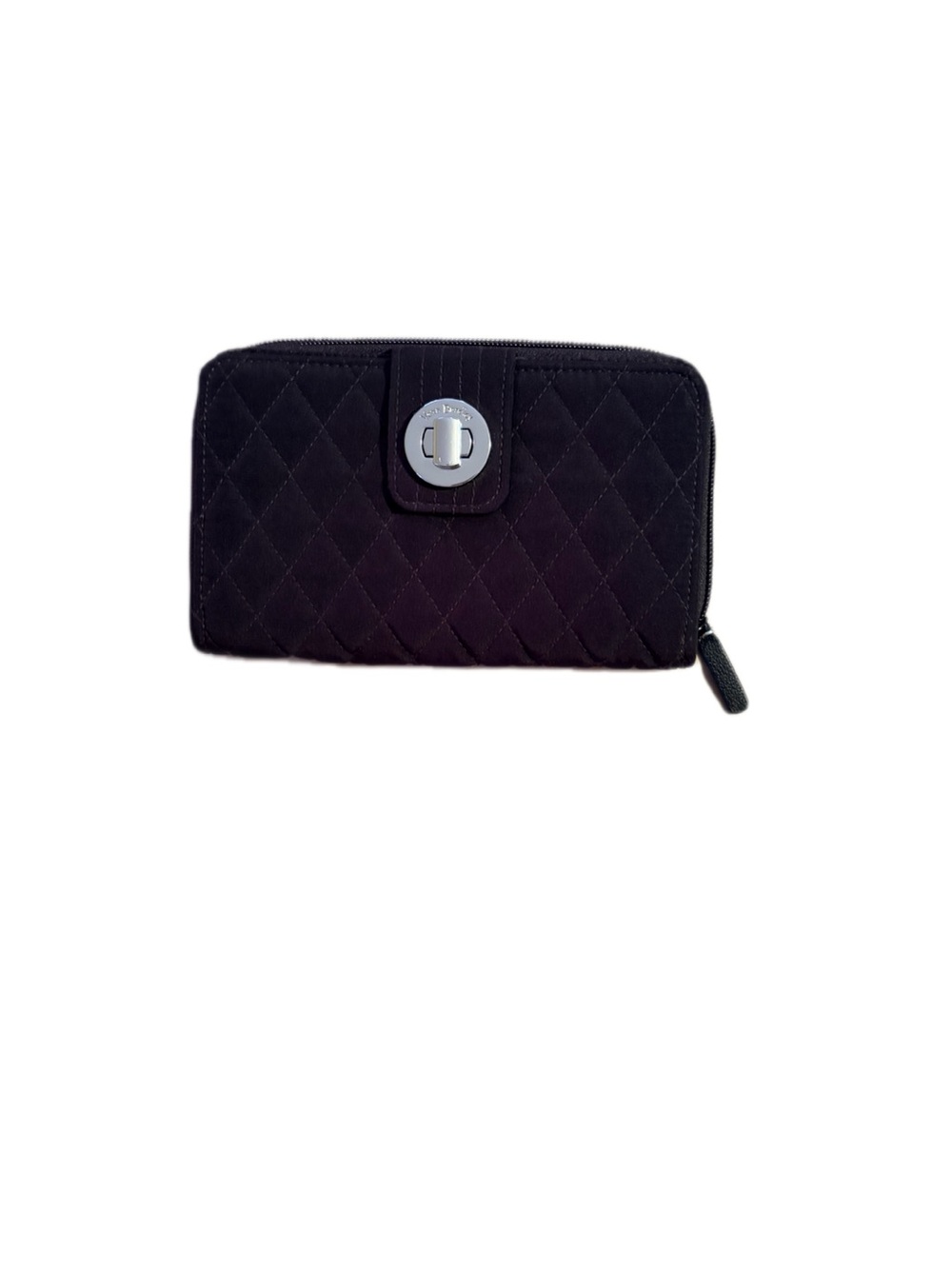 Vera Bradley Classic Black Turnlock Quilted Travel Wallet, RFID Protection